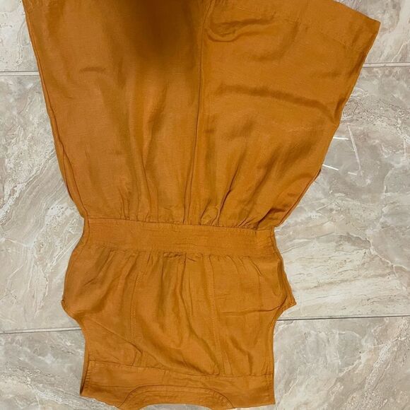 Anthropologie Luana Gold Mustard Tie Romper Size 2 NWOT. - Picture 8 of 9